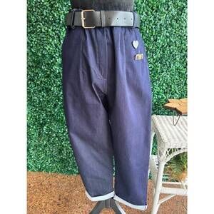 NEW AQRL women's tied up in style pant in dark denim